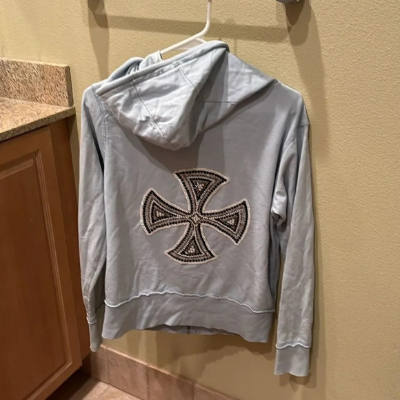 Twisted Heart woman's light blue hooded with a jeweled emblem on the back - Picture 8 of 16